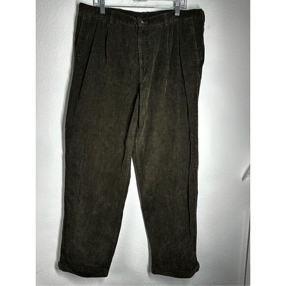 Vintage Ivy Crew Classics Men's Green Relaxed Fit Corduroy Pants Sz 38x30 Cotton - Picture 1 of 15